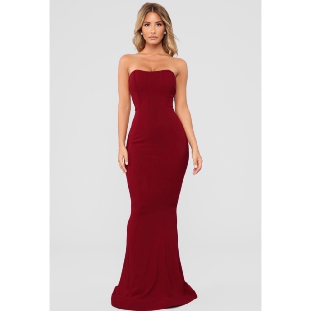 FashionNova Save Me a Dance Dress - Dark Red